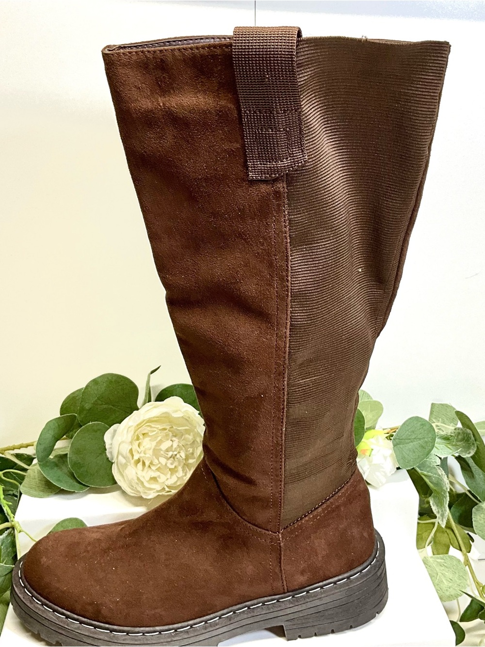 J. Crew Brown Suede Tall Pull-On Heeled Boot